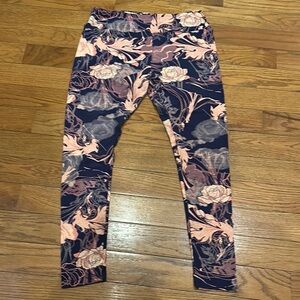 LuLaRoe Blue and Pink Floral Leggings